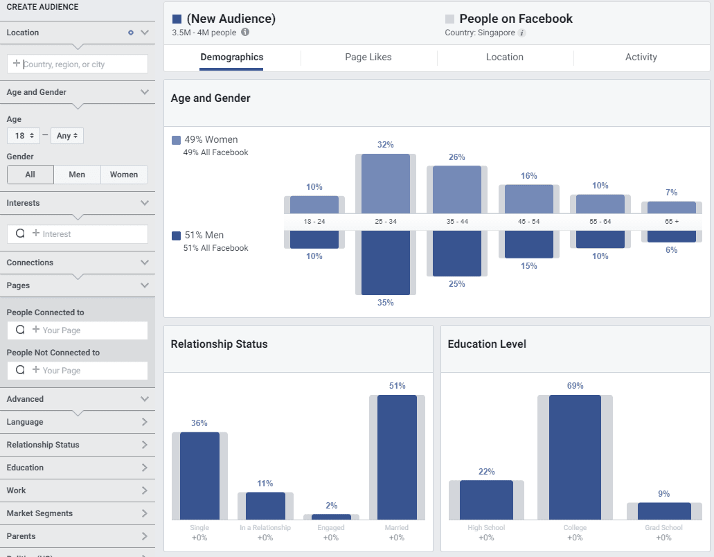 Facebook audience insights demographics