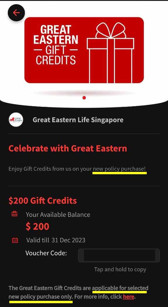 great eastern gift rewards new policy purchase only