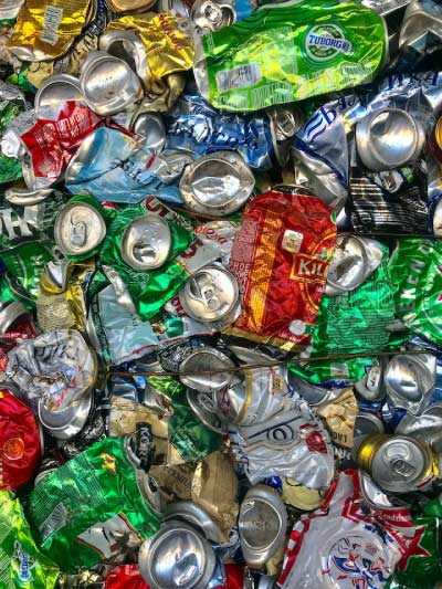 crushed cans for recycling